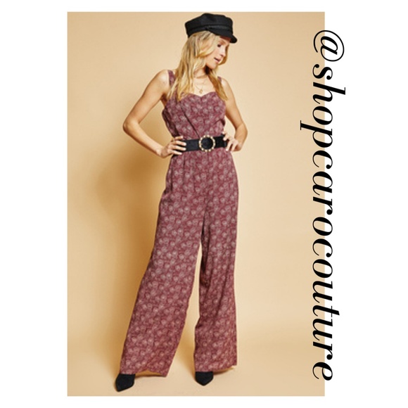 SAGE THE LABEL, Wide Leg Jumpsuit, Maroon - multiple sizes - Picture 1 of 8